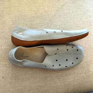 Propet Light Blue-Grey Leather Slip On Loafers